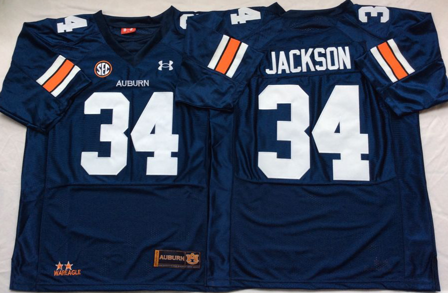 Custom NCAA Men Auburn Tigers Blue #34 JACKSON jersey->customized ncaa jersey->Custom Jersey